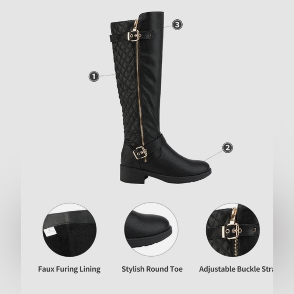 Comfortable classic black boot with gold hardware sz 7.5 - Picture 15 of 16